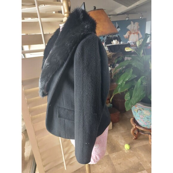 Pamela Dennis Private Client Women's Black Jacket Faux Fur Collar Fitted Sz 12 - Picture 4 of 13